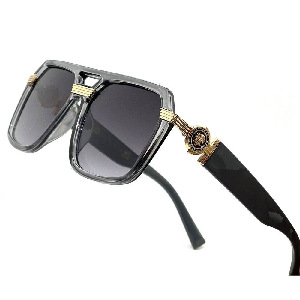 Gray Frame Aviator Sunglasses  Driving Outside‎ Wear Flat Lens Comfortable Large